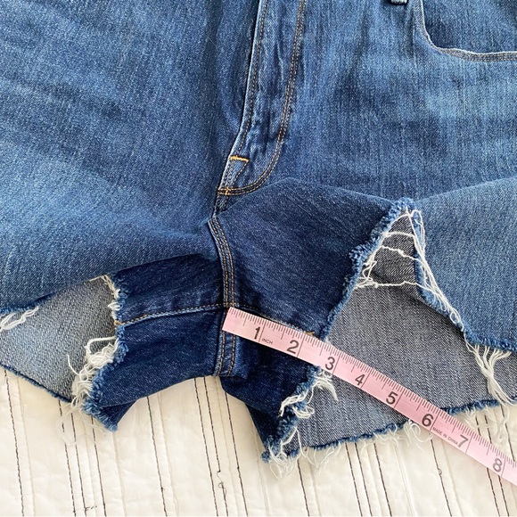 Good American Cut Off Shorts in Dark Blue Denim Stretch size 15 - Picture 9 of 11